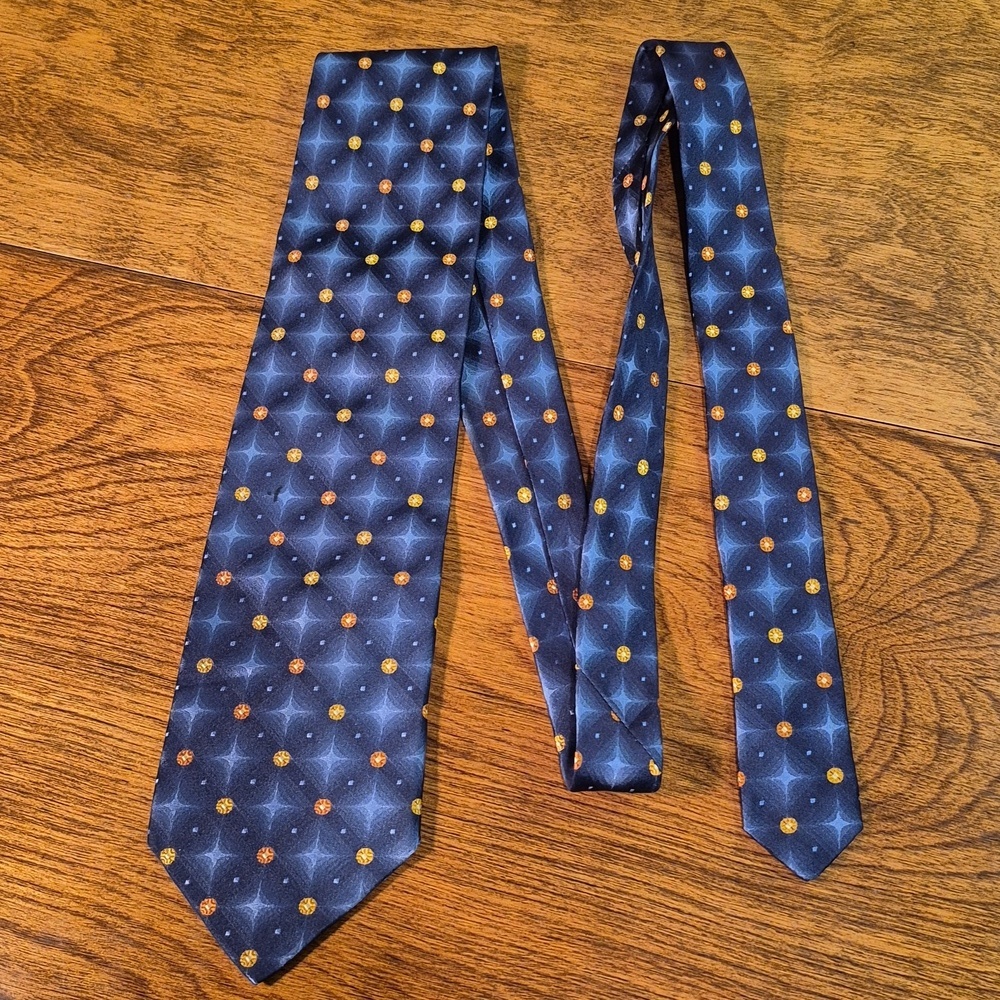 HARRY ROSEN X TINO COSMA Men's  Geometric Patterned 100% Silk Tie Italy